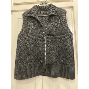 Jerry T  Black ruched vest with rhinestone detail zipper XL